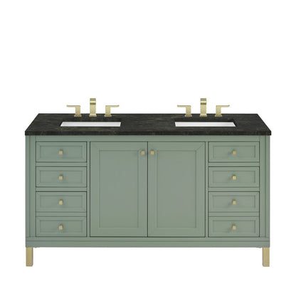 James Martin - Chicago 60" Double Vanity, Smokey Celadon, w/ 3 CM Phantome Eclos Top - 503-V60D-SC-3PHT view 1