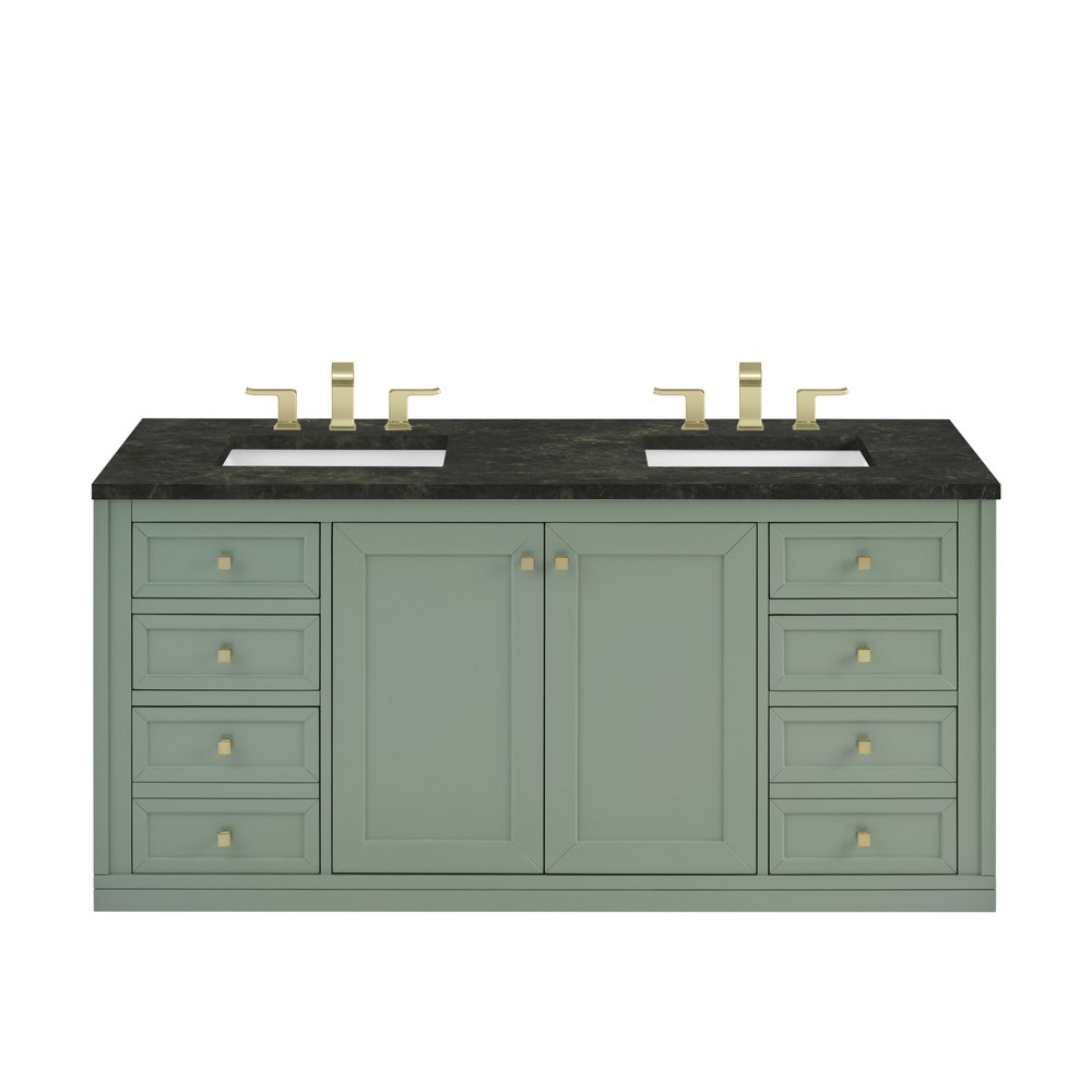 James Martin - Chicago 60" Double Vanity, Smokey Celadon, w/ 3 CM Phantome Eclos Top - 503-V60D-SC-3PHT view 2