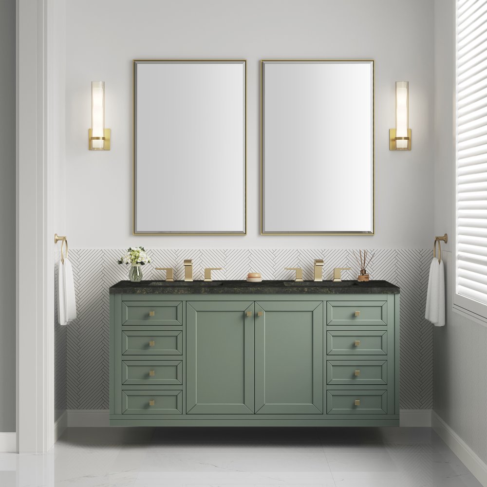 James Martin - Chicago 60" Double Vanity, Smokey Celadon, w/ 3 CM Phantome Eclos Top - 503-V60D-SC-3PHT view 4