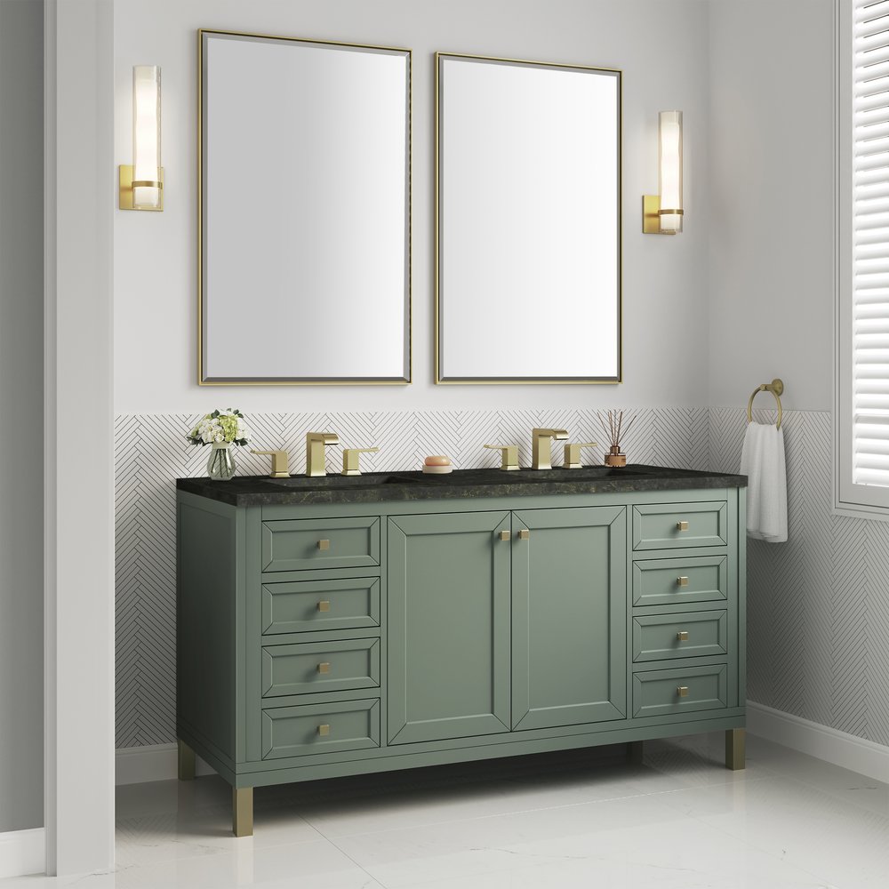 James Martin - Chicago 60" Double Vanity, Smokey Celadon, w/ 3 CM Phantome Eclos Top - 503-V60D-SC-3PHT view 5