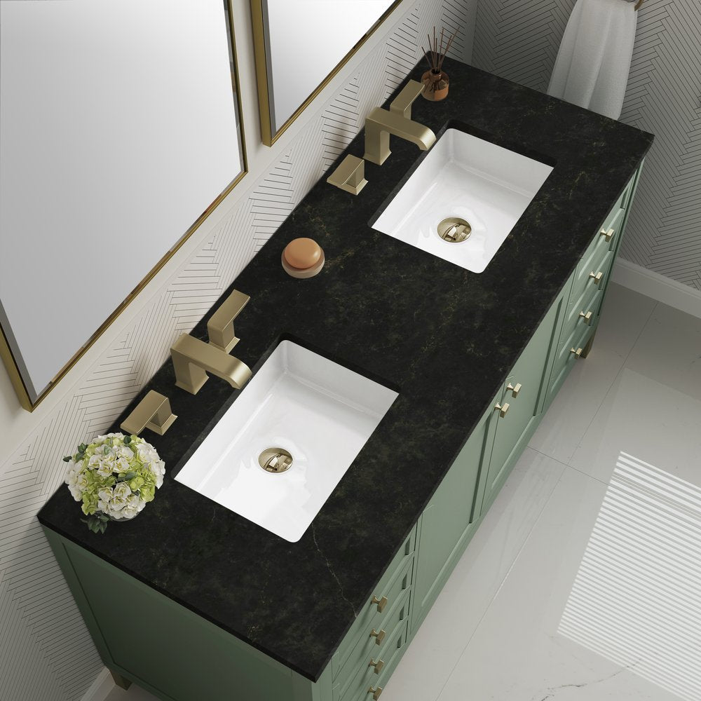 James Martin - Chicago 60" Double Vanity, Smokey Celadon, w/ 3 CM Phantome Eclos Top - 503-V60D-SC-3PHT view 7