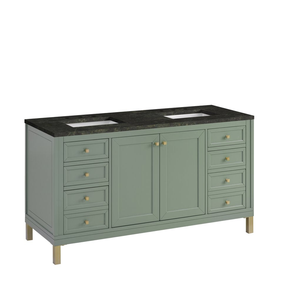 James Martin - Chicago 60" Double Vanity, Smokey Celadon, w/ 3 CM Phantome Eclos Top - 503-V60D-SC-3PHT view 9