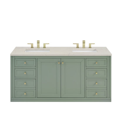 James Martin - Chicago 60" Double Vanity, Smokey Celadon, w/ 3 CM Siberian Silestone Top - 503-V60D-SC-3SFR view 2