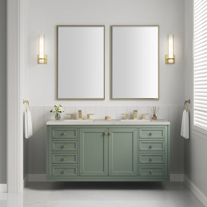 James Martin - Chicago 60" Double Vanity, Smokey Celadon, w/ 3 CM Siberian Silestone Top - 503-V60D-SC-3SFR view 4