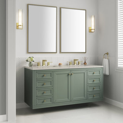 James Martin - Chicago 60" Double Vanity, Smokey Celadon, w/ 3 CM Siberian Silestone Top - 503-V60D-SC-3SFR view 6