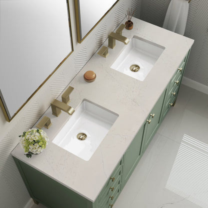 James Martin - Chicago 60" Double Vanity, Smokey Celadon, w/ 3 CM Siberian Silestone Top - 503-V60D-SC-3SFR view 7