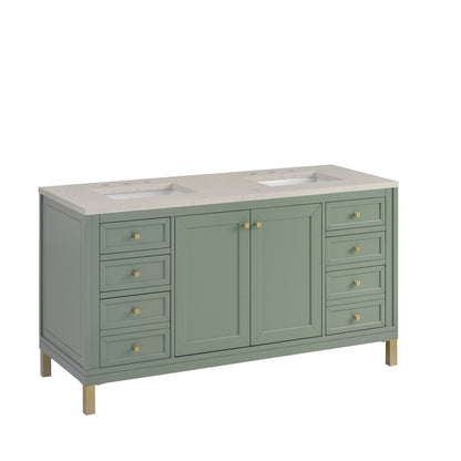James Martin - Chicago 60" Double Vanity, Smokey Celadon, w/ 3 CM Siberian Silestone Top - 503-V60D-SC-3SFR view 9