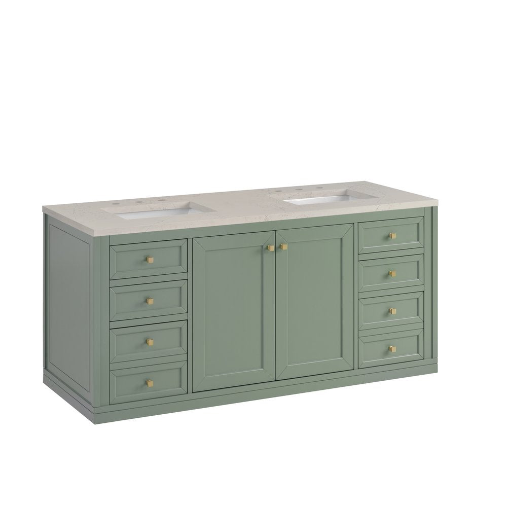 James Martin - Chicago 60" Double Vanity, Smokey Celadon, w/ 3 CM Siberian Silestone Top - 503-V60D-SC-3SFR view 10