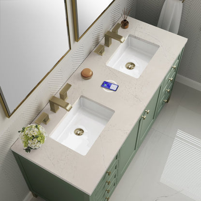 James Martin - Chicago 60" Double Vanity, Smokey Celadon, w/ 3 CM Siberian Silestone Top w/FreePower Wireless Charger - 503-V60D-SC-FSFR view 7