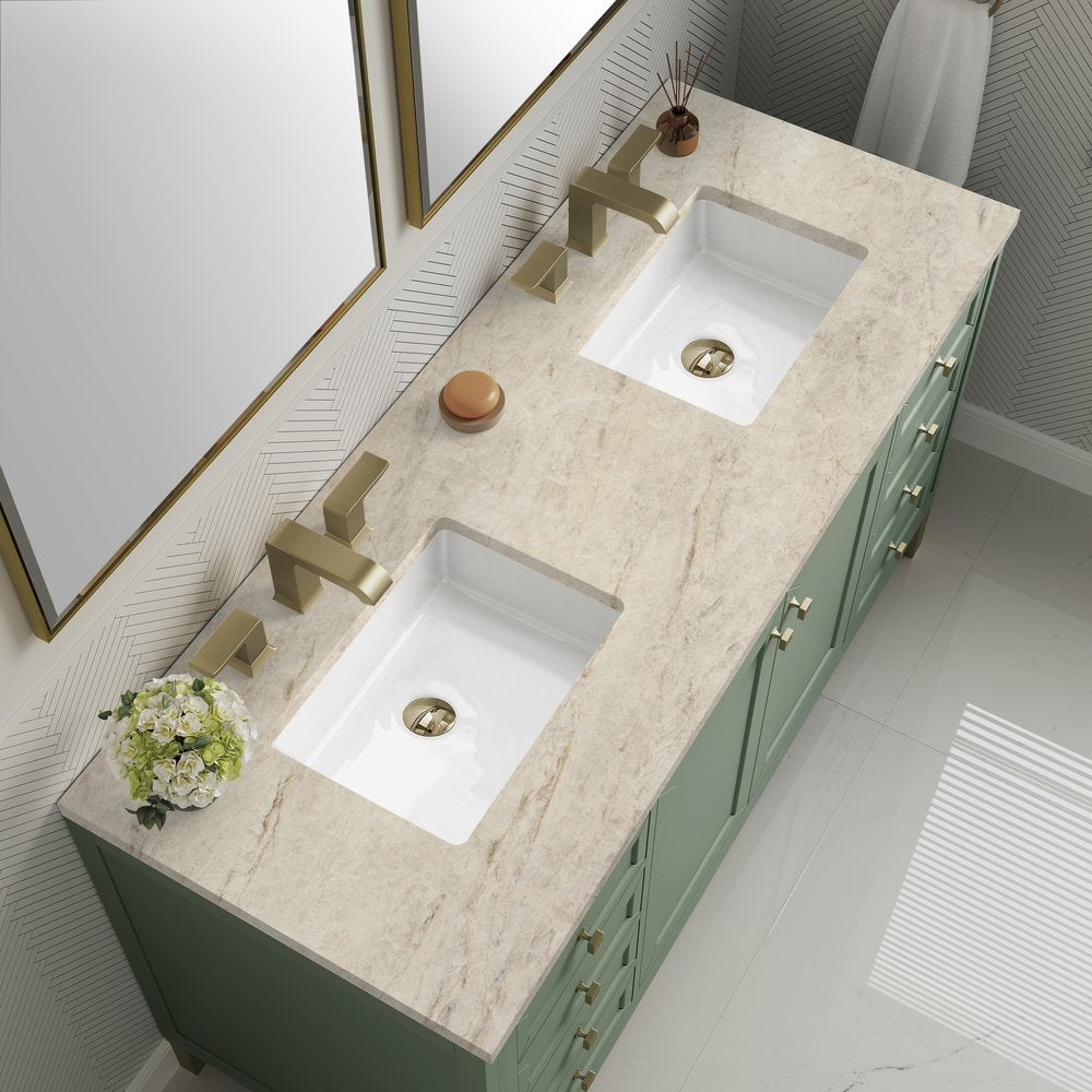James Martin - Chicago 60" Double Vanity, Smokey Celadon, w/ 3 CM Tajnar Eclos Top - 503-V60D-SC-3TJR view 7