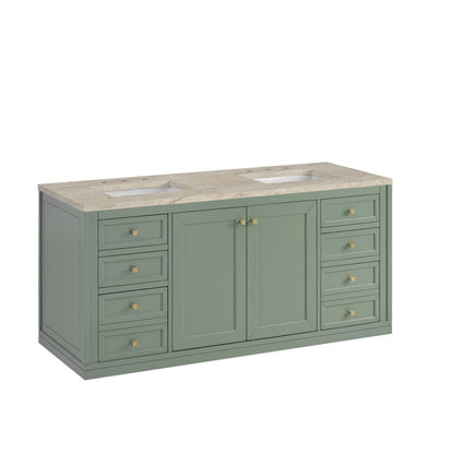 James Martin - Chicago 60" Double Vanity, Smokey Celadon, w/ 3 CM Tajnar Eclos Top - 503-V60D-SC-3TJR view 10