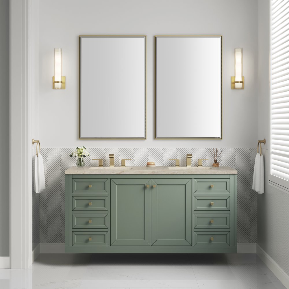 James Martin - Chicago 60" Double Vanity, Smokey Celadon, w/ 3 CM Tajnar Eclos Top w/FreePower Wireless Charger - 503-V60D-SC-FTJR view 4
