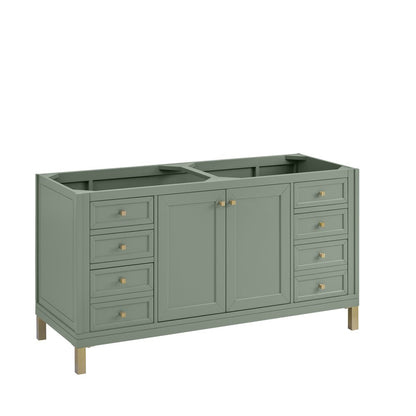 James Martin - Chicago 60" Double Vanity, Smokey Celadon, w/ 3 CM Victorian Silver Silestone® Top - 503-V60D-SC-3VSL view 2
