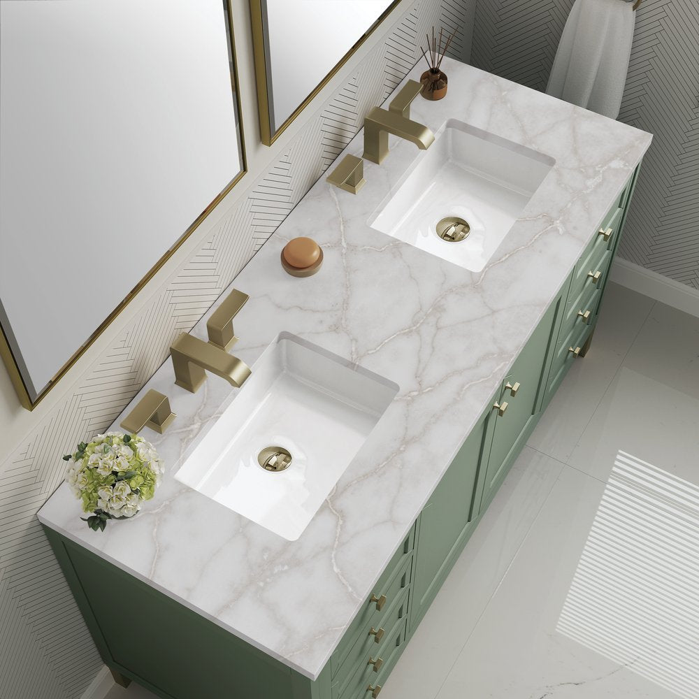 James Martin - Chicago 60" Double Vanity, Smokey Celadon, w/ 3 CM Victorian Silver Silestone® Top - 503-V60D-SC-3VSL view 8
