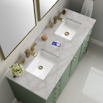 James Martin - Chicago 60" Double Vanity, Smokey Celadon, w/ 3 CM Victorian Silver Silestone® Top w/FreePower Wireless Charger - 503-V60D-SC-FVSL view 9