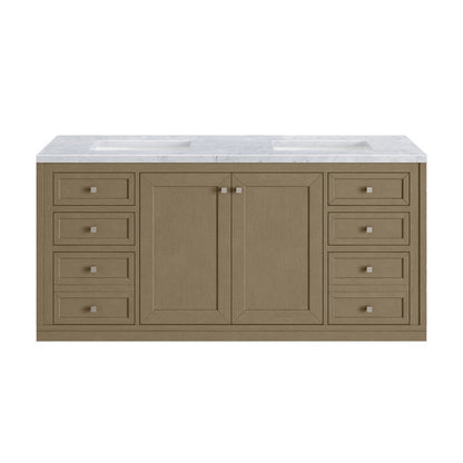 James Martin - Chicago 60" Double Vanity, Walnut Whisper, w/ 3 CM Carrara Marble Top - 503-V60D-WLW-3CAR view 4