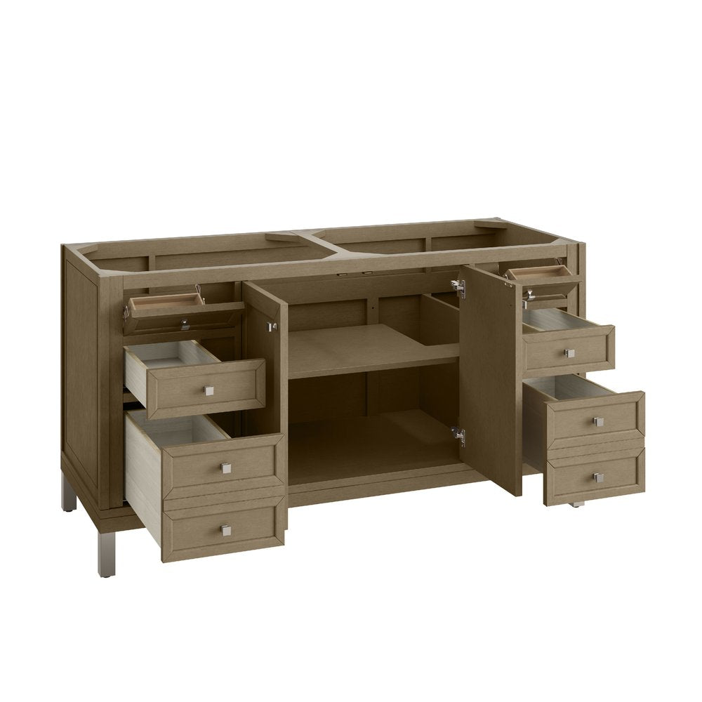 James Martin - Chicago 60" Double Vanity, Walnut Whisper, w/ 3 CM Carrara Marble Top - 503-V60D-WLW-3CAR view 15