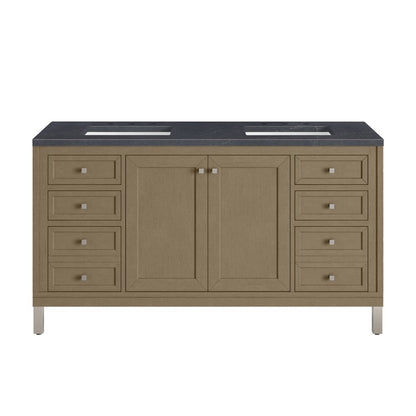 James Martin - Chicago 60" Double Vanity, Walnut Whisper, w/ 3 CM Charcoal Soapstone Silestone® Top - 503-V60D-WLW-3CSP view 2