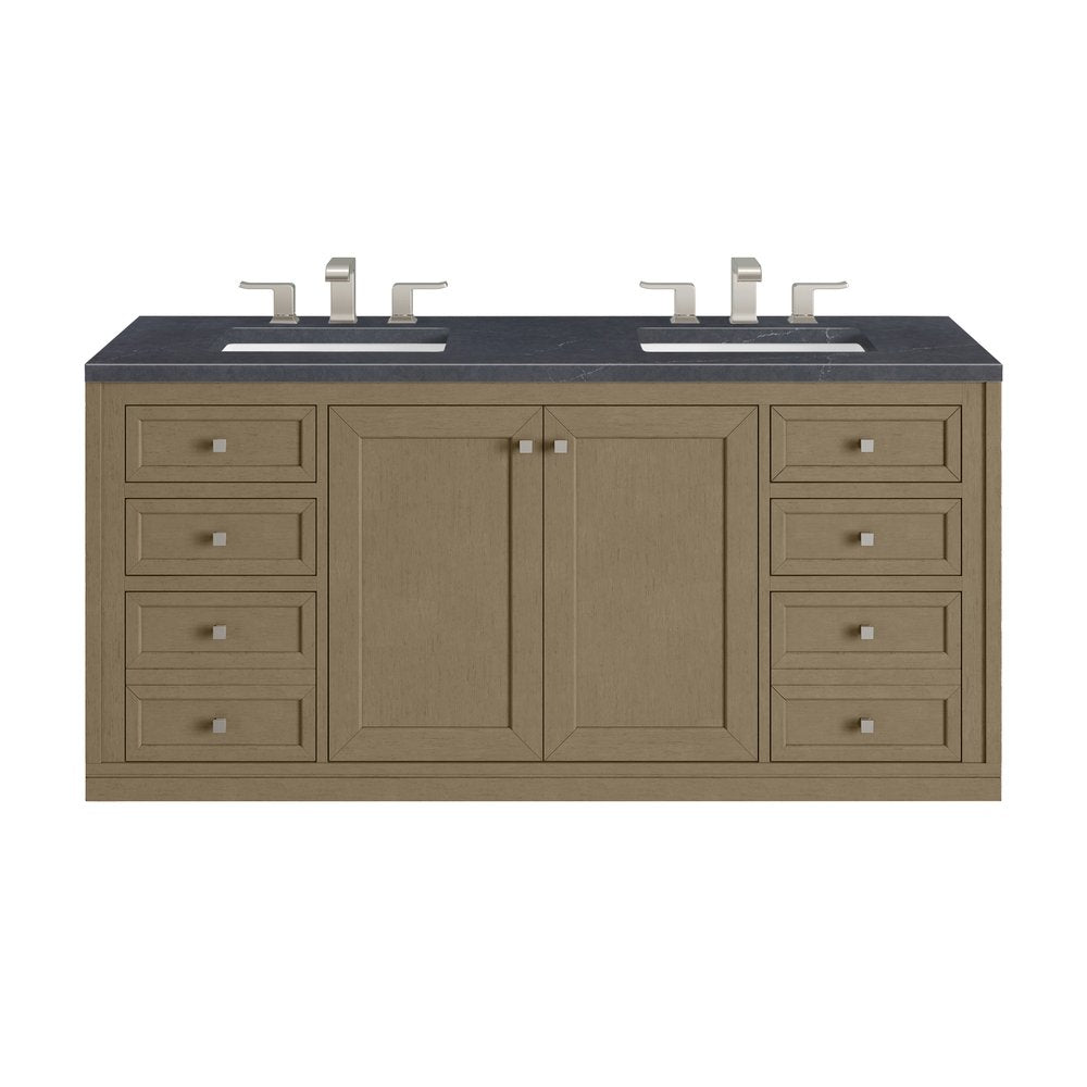 James Martin - Chicago 60" Double Vanity, Walnut Whisper, w/ 3 CM Charcoal Soapstone Silestone® Top - 503-V60D-WLW-3CSP view 3