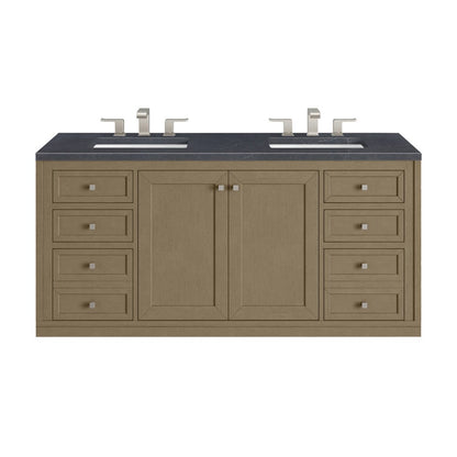 James Martin - Chicago 60" Double Vanity, Walnut Whisper, w/ 3 CM Charcoal Soapstone Silestone® Top - 503-V60D-WLW-3CSP view 3