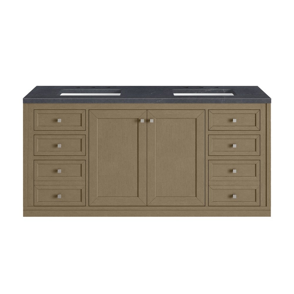 James Martin - Chicago 60" Double Vanity, Walnut Whisper, w/ 3 CM Charcoal Soapstone Silestone® Top - 503-V60D-WLW-3CSP view 4