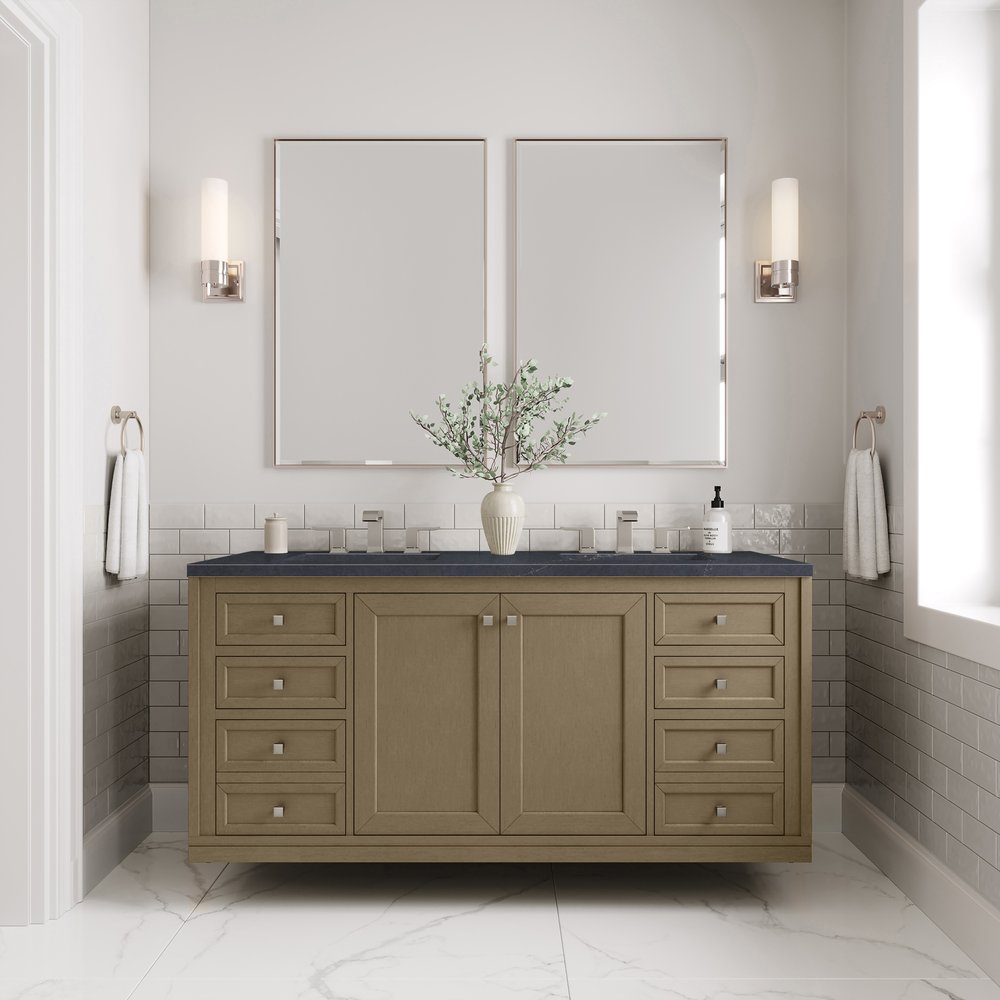 James Martin - Chicago 60" Double Vanity, Walnut Whisper, w/ 3 CM Charcoal Soapstone Silestone® Top - 503-V60D-WLW-3CSP view 7
