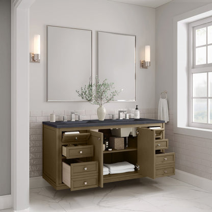 James Martin - Chicago 60" Double Vanity, Walnut Whisper, w/ 3 CM Charcoal Soapstone Silestone® Top - 503-V60D-WLW-3CSP view 11