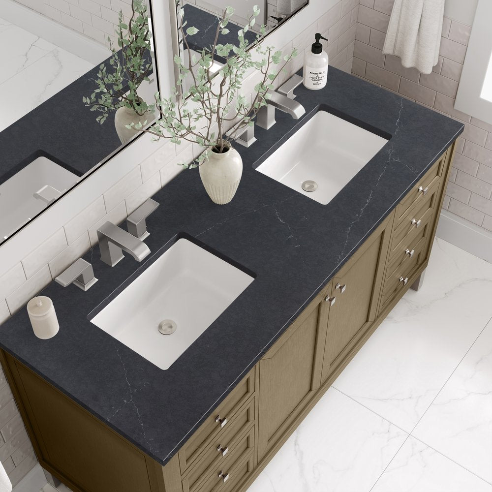 James Martin - Chicago 60" Double Vanity, Walnut Whisper, w/ 3 CM Charcoal Soapstone Silestone® Top - 503-V60D-WLW-3CSP view 13