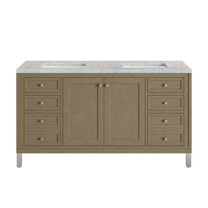James Martin - Chicago 60" Double Vanity, Walnut Whisper, w/ 3 CM Eternal Jasmine Pearl Silestone® Top - 503-V60D-WLW-3EJP view 2