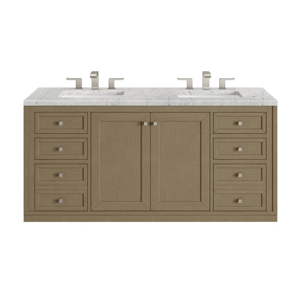 James Martin - Chicago 60" Double Vanity, Walnut Whisper, w/ 3 CM Eternal Jasmine Pearl Silestone® Top - 503-V60D-WLW-3EJP view 3