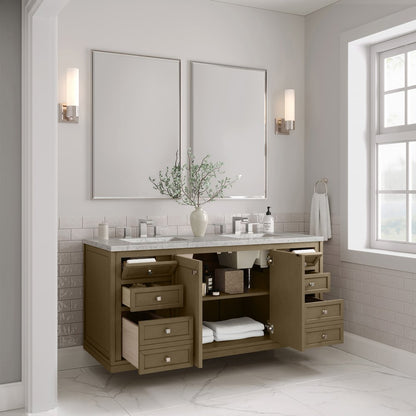 James Martin - Chicago 60" Double Vanity, Walnut Whisper, w/ 3 CM Eternal Jasmine Pearl Silestone® Top - 503-V60D-WLW-3EJP view 11
