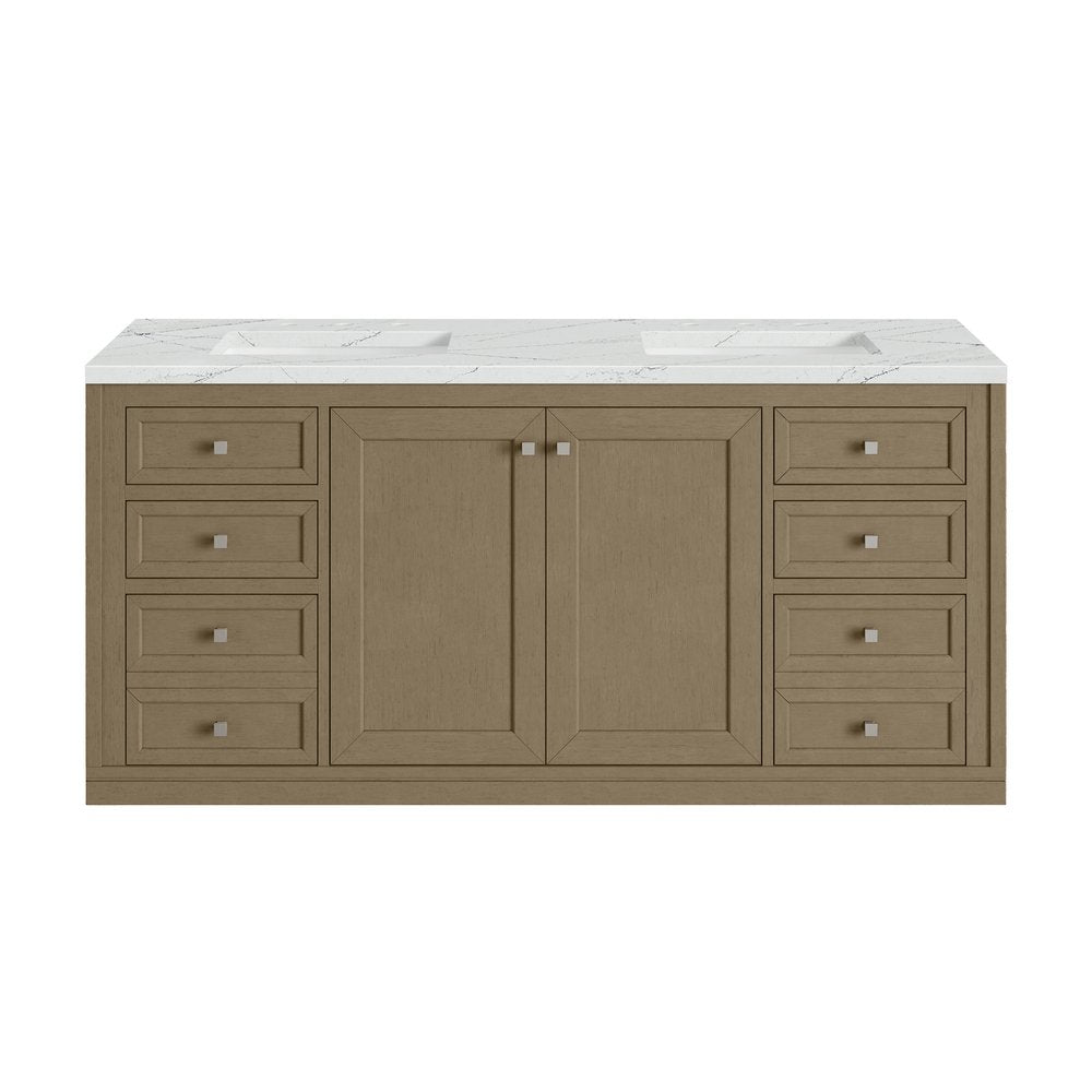 James Martin - Chicago 60" Double Vanity, Walnut Whisper, w/ 3 CM Ethereal Noctis Silestone® Top - 503-V60D-WLW-3ENC view 4