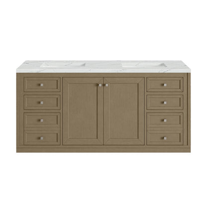 James Martin - Chicago 60" Double Vanity, Walnut Whisper, w/ 3 CM Ethereal Noctis Silestone® Top - 503-V60D-WLW-3ENC view 4
