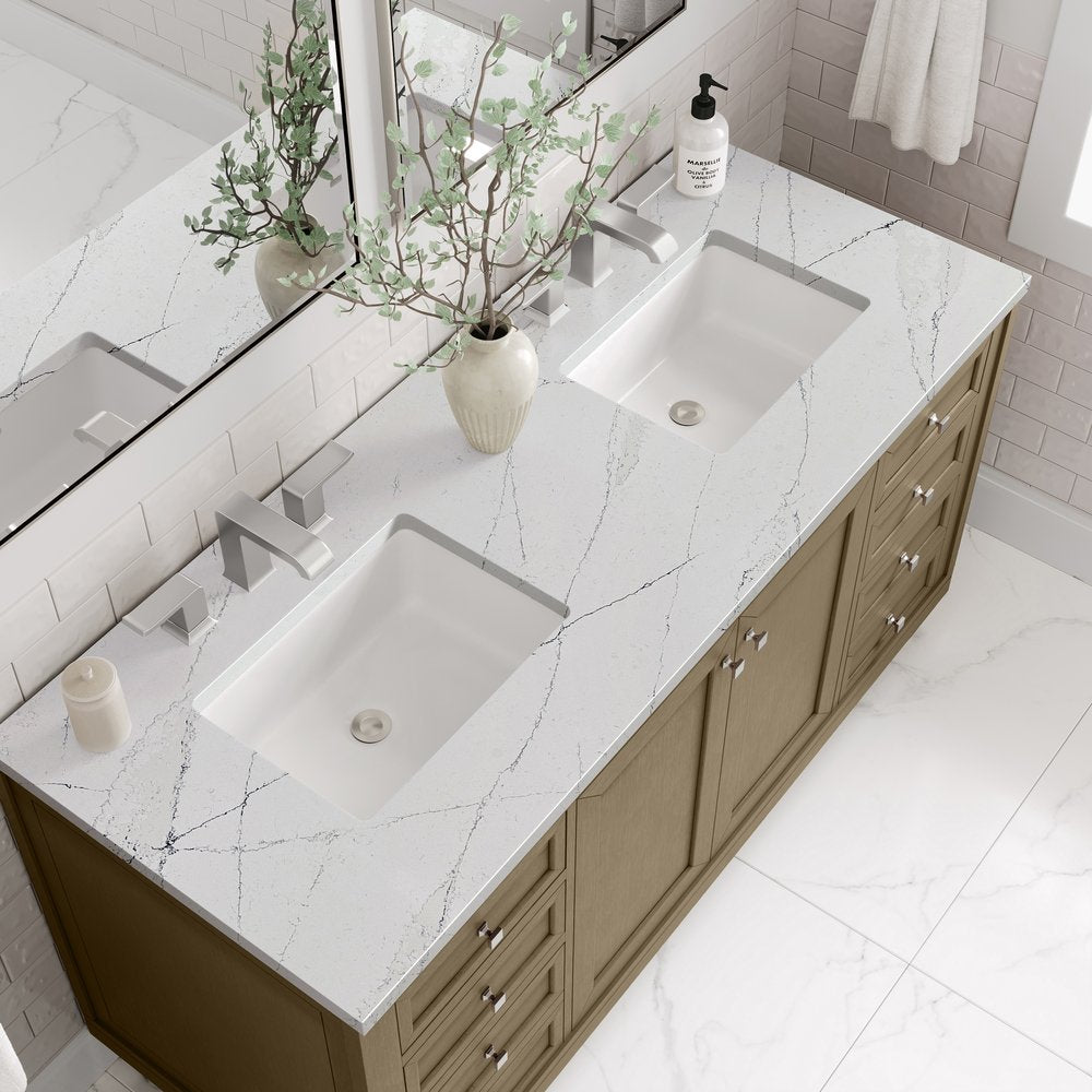 James Martin - Chicago 60" Double Vanity, Walnut Whisper, w/ 3 CM Ethereal Noctis Silestone® Top - 503-V60D-WLW-3ENC view 14