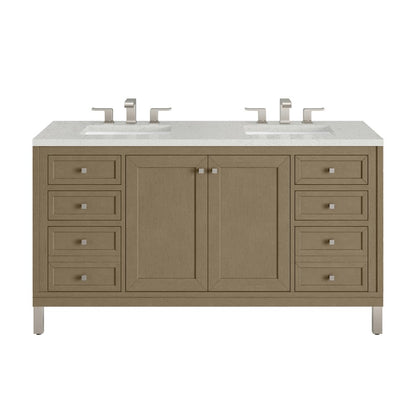 James Martin - Chicago 60" Double Vanity, Walnut Whisper, w/ 3 CM Lime Delight Silestone® Top - 503-V60D-WLW-3LDL view 1