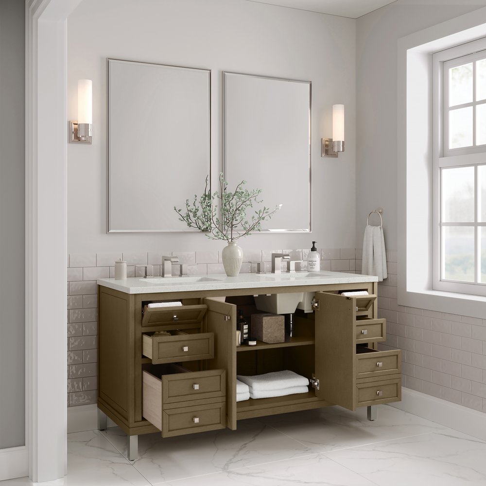 James Martin - Chicago 60" Double Vanity, Walnut Whisper, w/ 3 CM Lime Delight Silestone® Top - 503-V60D-WLW-3LDL view 5