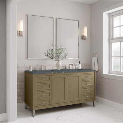 James Martin - Chicago 60" Double Vanity, Walnut Whisper, w/ 3 CM Parisien Bleu Silestone® Top - 503-V60D-WLW-3PBL view 4