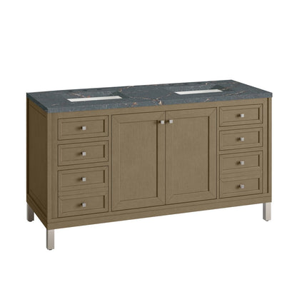 James Martin - Chicago 60" Double Vanity, Walnut Whisper, w/ 3 CM Parisien Bleu Silestone® Top - 503-V60D-WLW-3PBL view 10