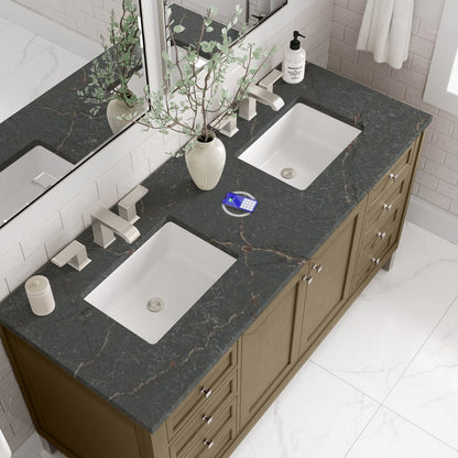 James Martin - Chicago 60" Double Vanity, Walnut Whisper, w/ 3 CM Parisien Bleu Silestone® Top w/FreePower Wireless Charger - 503-V60D-WLW-FPBL view 8