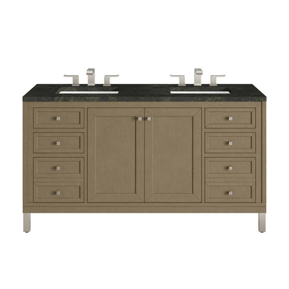 James Martin - Chicago 60" Double Vanity, Walnut Whisper, w/ 3 CM Phantome Eclos Top - 503-V60D-WLW-3PHT view 1