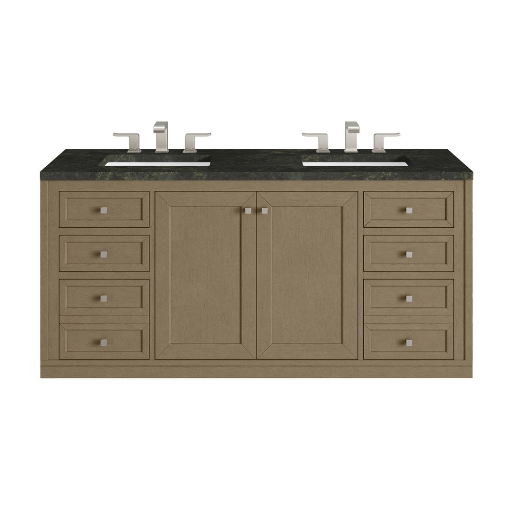 James Martin - Chicago 60" Double Vanity, Walnut Whisper, w/ 3 CM Phantome Eclos Top - 503-V60D-WLW-3PHT view 2