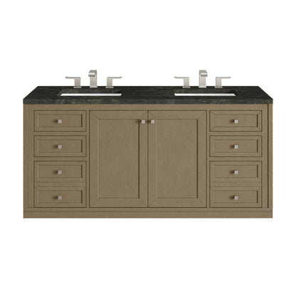 James Martin - Chicago 60" Double Vanity, Walnut Whisper, w/ 3 CM Phantome Eclos Top - 503-V60D-WLW-3PHT view 2