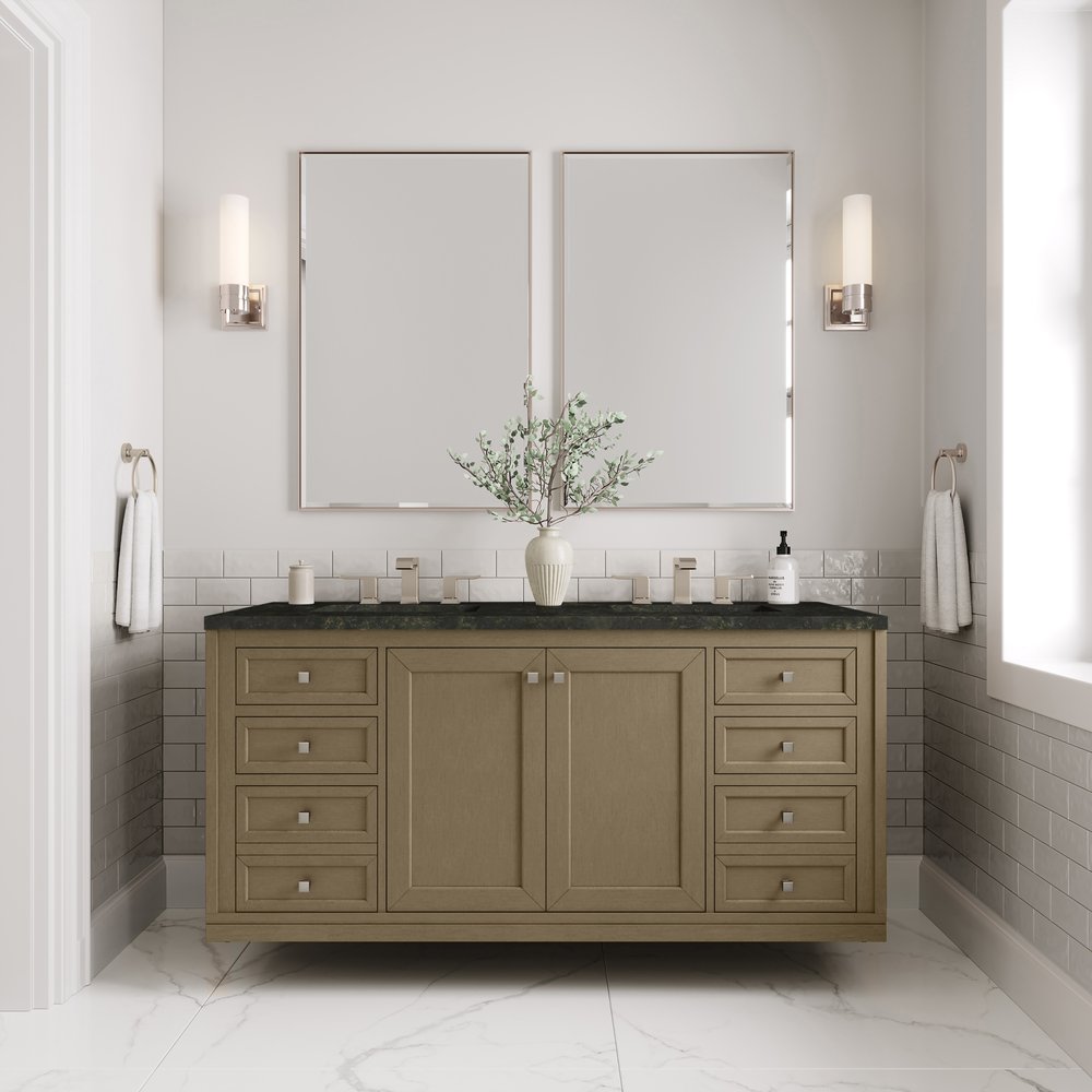 James Martin - Chicago 60" Double Vanity, Walnut Whisper, w/ 3 CM Phantome Eclos Top - 503-V60D-WLW-3PHT view 5