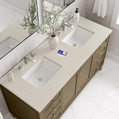 James Martin - Chicago 60" Double Vanity, Walnut Whisper, w/ 3 CM Siberian Silestone Top w/FreePower Wireless Charger - 503-V60D-WLW-FSFR view 11