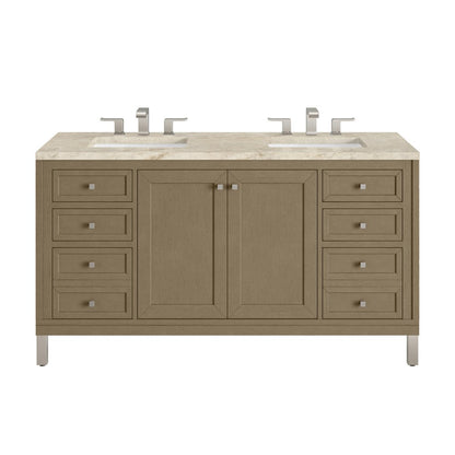 James Martin - Chicago 60" Double Vanity, Walnut Whisper, w/ 3 CM Tajnar Eclos Top - 503-V60D-WLW-3TJR view 1