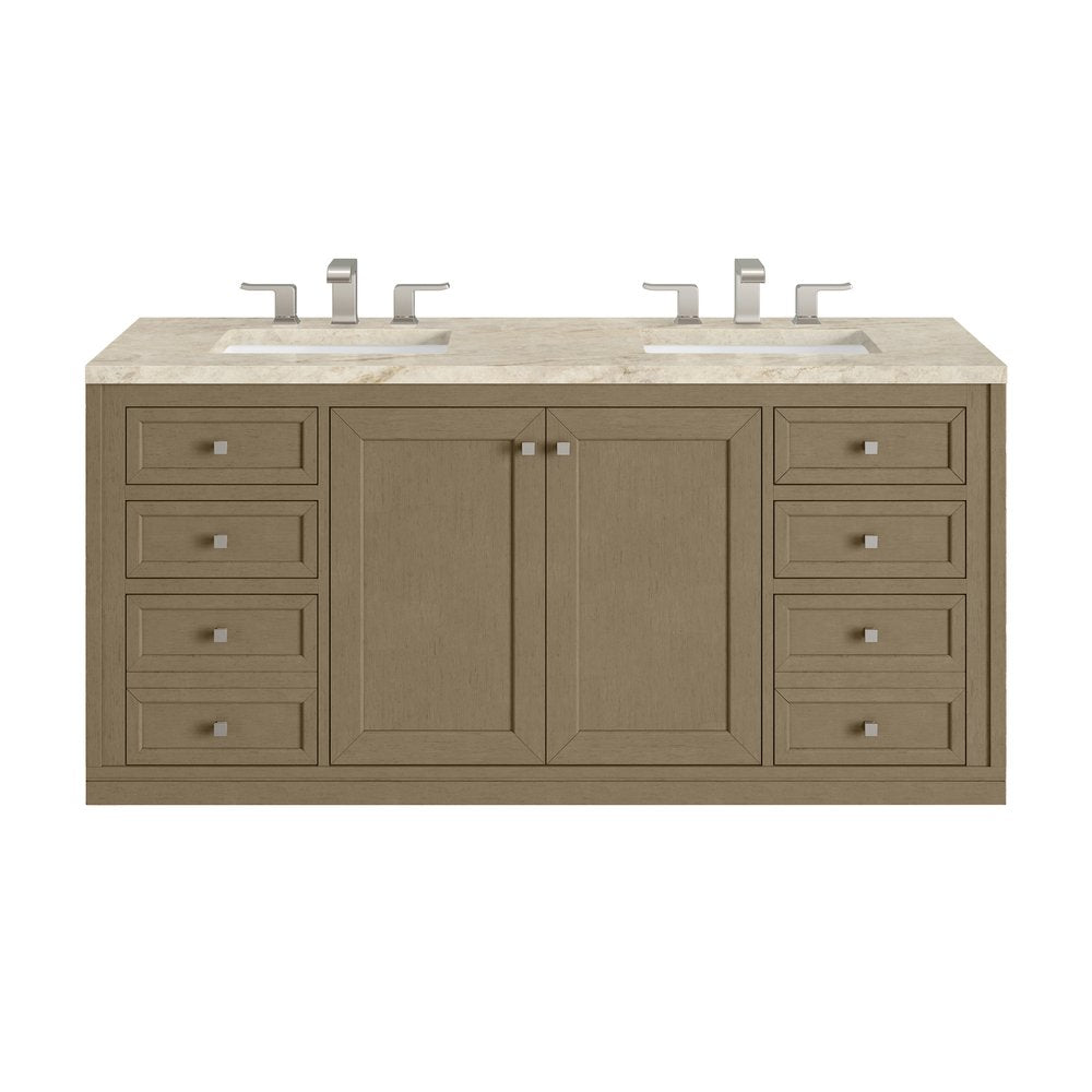 James Martin - Chicago 60" Double Vanity, Walnut Whisper, w/ 3 CM Tajnar Eclos Top - 503-V60D-WLW-3TJR view 2