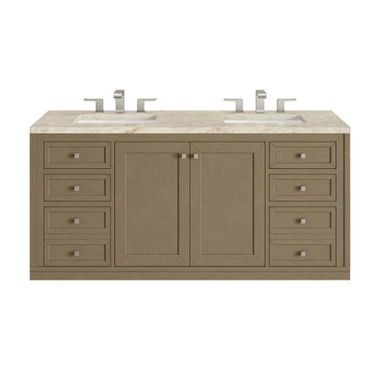 James Martin - Chicago 60" Double Vanity, Walnut Whisper, w/ 3 CM Tajnar Eclos Top - 503-V60D-WLW-3TJR view 2