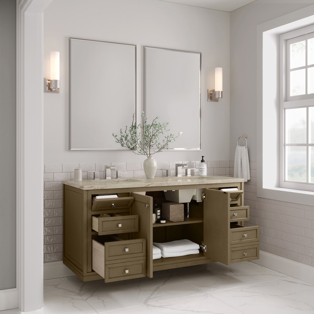 James Martin - Chicago 60" Double Vanity, Walnut Whisper, w/ 3 CM Tajnar Eclos Top - 503-V60D-WLW-3TJR view 9