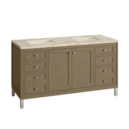 James Martin - Chicago 60" Double Vanity, Walnut Whisper, w/ 3 CM Tajnar Eclos Top - 503-V60D-WLW-3TJR view 13