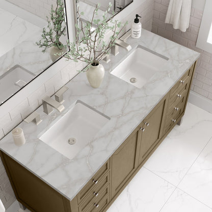 James Martin - Chicago 60" Double Vanity, Walnut Whisper, w/ 3 CM Victorian Silver Silestone® Top - 503-V60D-WLW-3VSL view 7